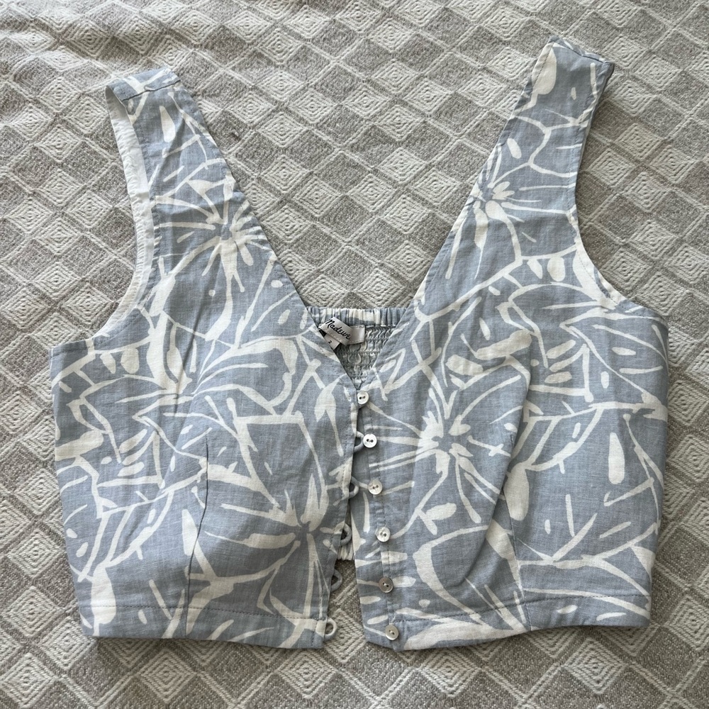 NWOT Madewell Linen-Blend Gwen Crop Vest Top - Abstract Floral